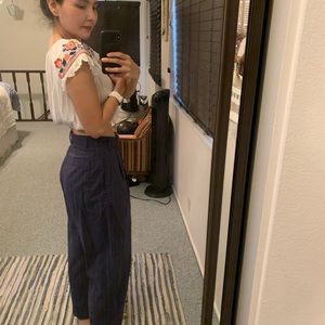 High rise pants- mine are navy blue with stripes